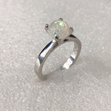 Opal-Look Round Petite Solitaire Ring