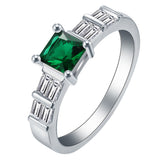 Emerald-Green Princess CZ Baguette Side Ring