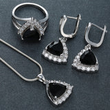 Black Trillion CZ Halo Jewelry Set
