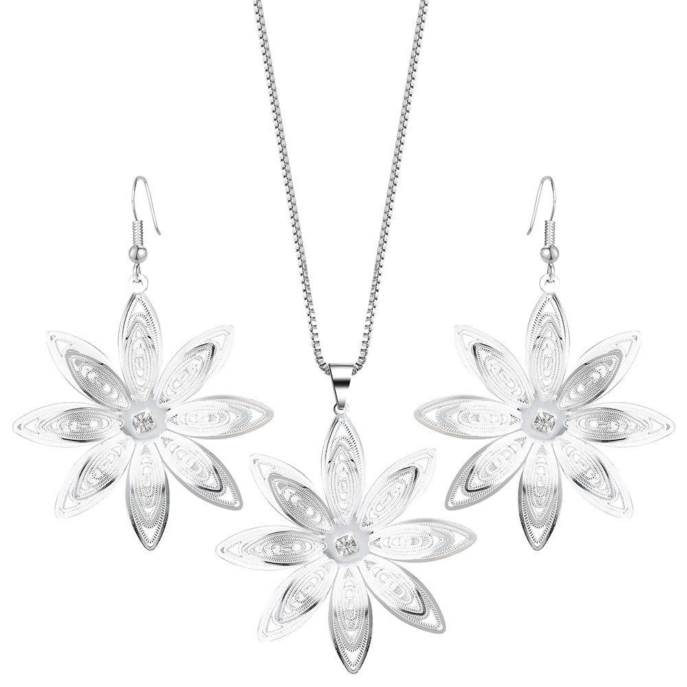 Filigree Lotus Flower Jewelry Set
