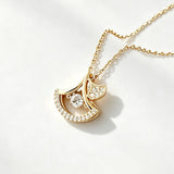 Ginkgo Leaf CZ Pendant Necklace