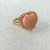 Coral-Look Heart Pearl-Look Halo Ring