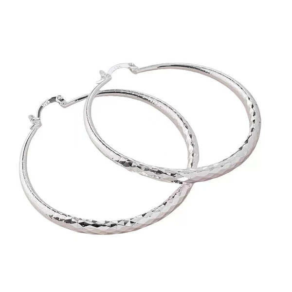 Large Textured Round Hoop Earrings