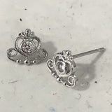 Clear CZ Filigree Crown Stud Earrings