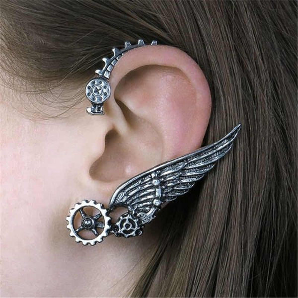 Steampunk Gear Wing Ear Cuff Earring