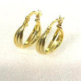 Silver Glitter Twisted Triple Hoop Earrings