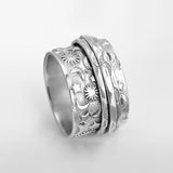 Sun Moon Star Engraved Spinner Ring