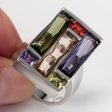 Multicolor Baguette CZ Wide Statement Ring