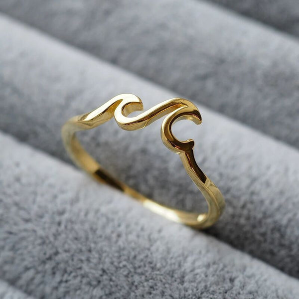 Dainty Ocean Wave Gold-Tone Ring