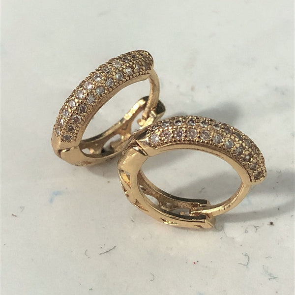 Gold Micro-Pavé CZ Dome Hoop Earrings