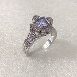 Lavender Round CZ Flower Pavé Ring