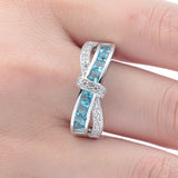 Aqua Princess CZ Channel Bow Ring