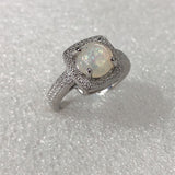 Opal-Look Round Cushion Halo Ring