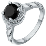 Black Round CZ Spiral Halo Ring