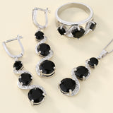 Black CZ Cascading Drop Jewelry Set