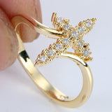 Gold Pave CZ Starfish Bypass Ring