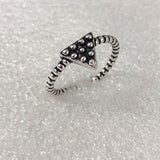 Oxidized Beaded Triangle Twisted Open Ring