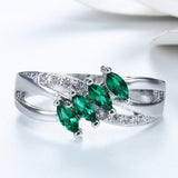 Emerald-Green Marquise CZ Four-Stone Ring