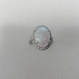 Opal-Look Oval CZ Halo Cocktail Ring