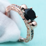 Black CZ Skull Filigree Solitaire Ring