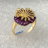 Purple Enamel Daisy Flower Ring