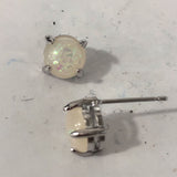 Opal-Look Round Prong Stud Earrings