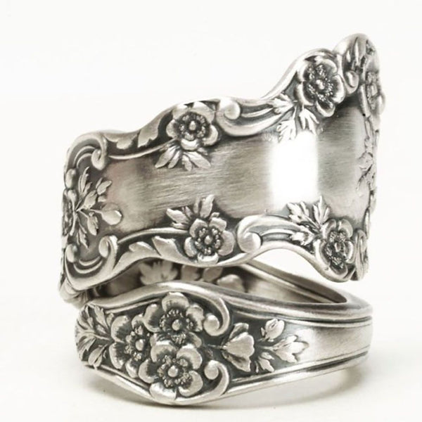 Antique Floral Engraved Spoon Wrap Ring