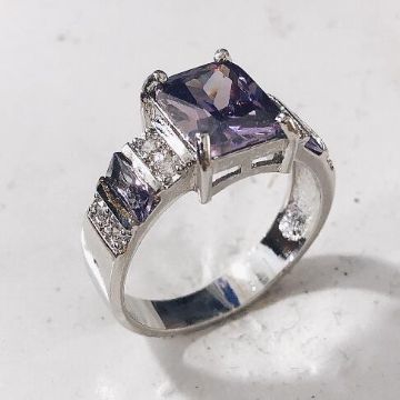 Purple Princess CZ Baguette Side Ring