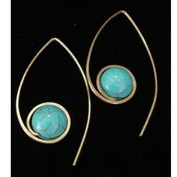 Turquoise-Look Bead Wire Threader Earrings