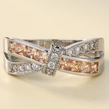 Champagne Channel CZ Crisscross Bow Ring