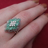 Emerald-Green Marquise CZ Cluster Cocktail Ring