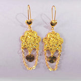 Sunflower Medallion Chain Drop Earrings