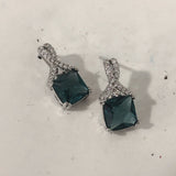 Emerald-Green Square CZ Twist Drop Earrings
