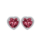 Ruby-Red Heart CZ Halo Jewelry Set