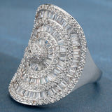 Baguette CZ Concentric Dome Cocktail Ring