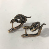 Antique Bronze Coiled Snake Earrings