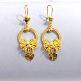 Flower Medallion Fan Charm Drop Earrings