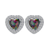 Rainbow Mystic Heart CZ Halo Jewelry Set