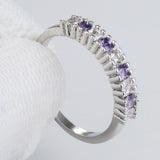 Purple and Clear CZ Half-Eternity Ring