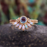 Opal-Look Petal Crown Rose Gold Ring