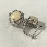 Mint Opal-Look Oval Pavé Frame Leverback Earrings