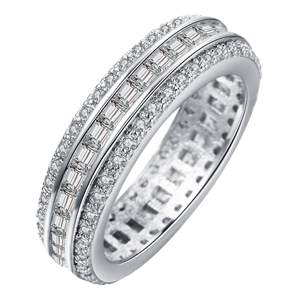 Triple-Row Baguette CZ Eternity Band Ring