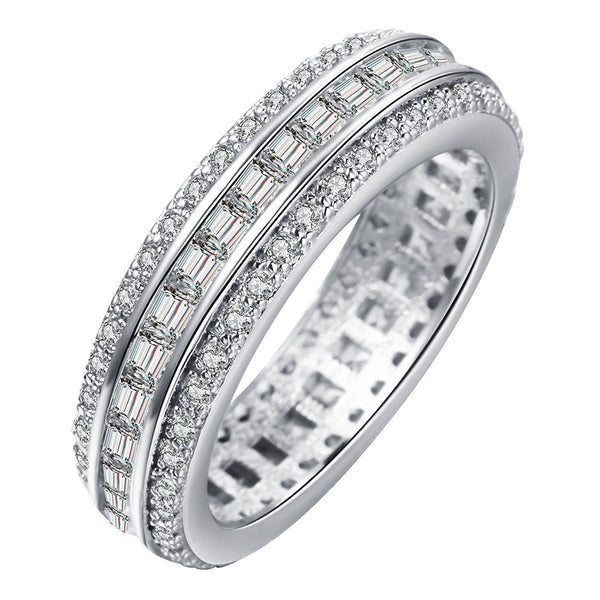 Triple-Row Baguette CZ Eternity Band Ring