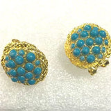 Turquoise-Look Bead Cluster Stud Earrings