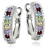 Multicolor CZ Double-Row Hoop Earrings
