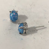 Opal-Look Oval Prong Stud Earrings