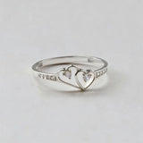 Double Heart Outline CZ Dainty Ring