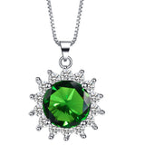 Emerald-Green Sunburst Halo Jewelry Set