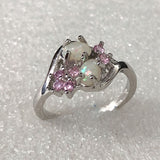 Opal-Look Twin Pink CZ Cluster Bypass Ring