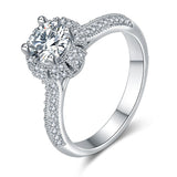 Round CZ Halo Pave Engagement Ring